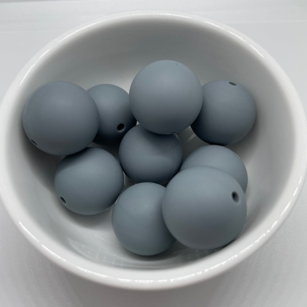 Dark Grey 19mm Round Silicone Beads