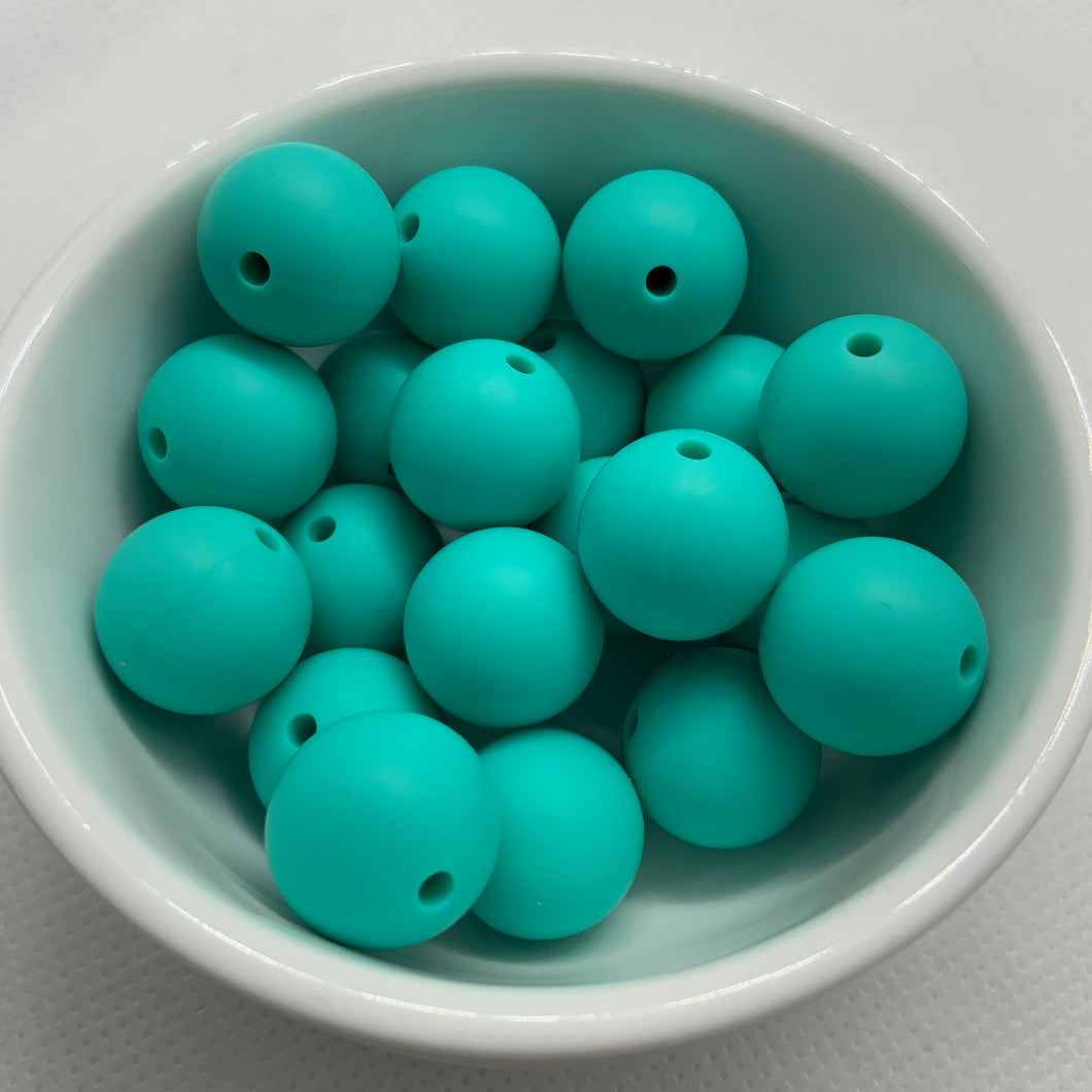 Turquoise 15mm Round Silicone Beads