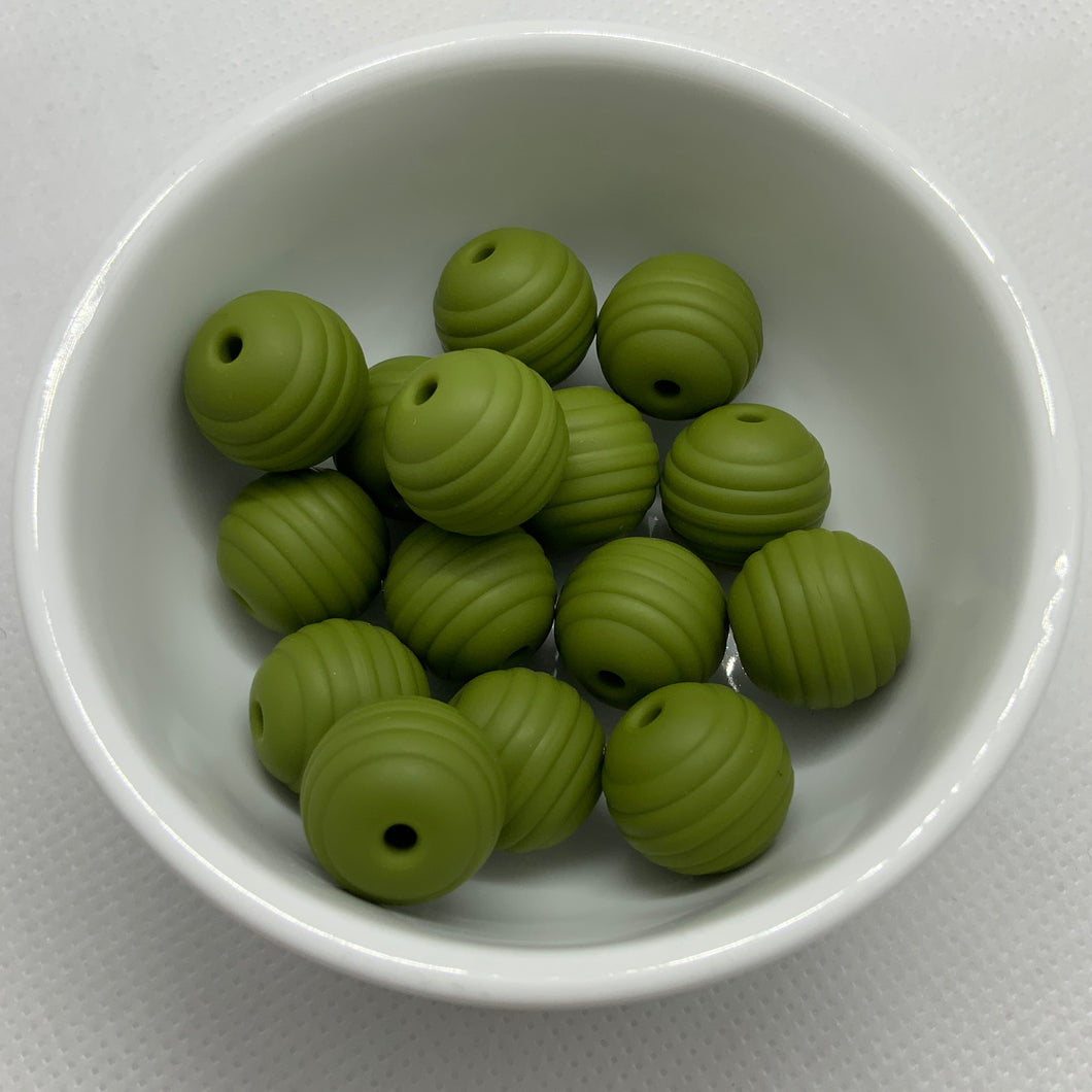 Army Green 15mm Beehive Silicone Beads