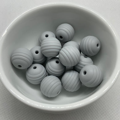 Light Grey 15mm Round Silicone Beads, Gray Round Silicone Beads