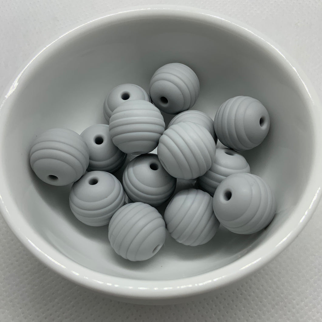 Light Grey 15mm Beehive Silicone Beads