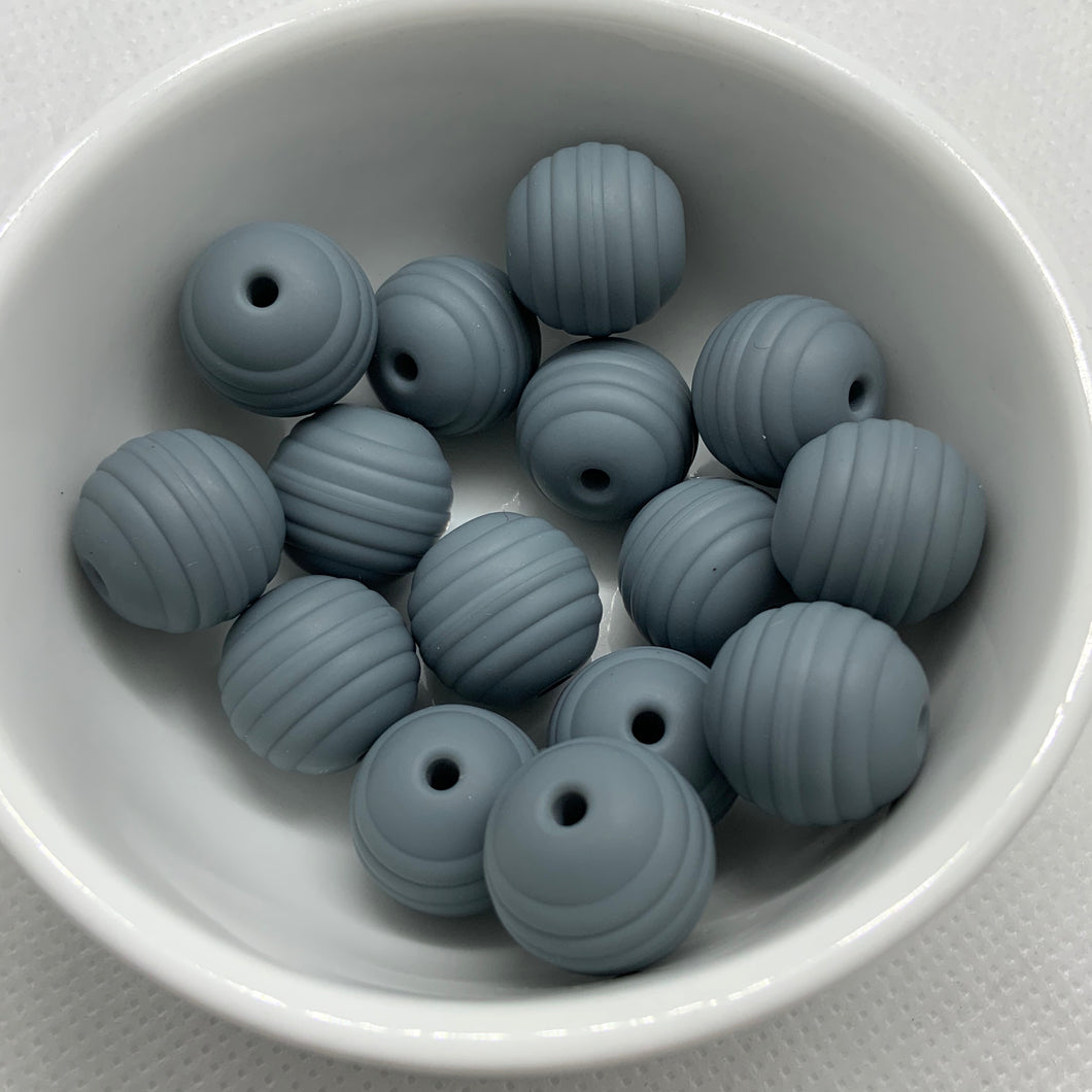 Dark Grey 15mm Beehive Silicone Beads