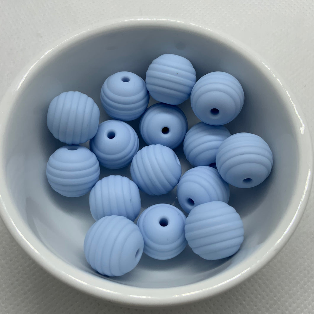 Pastel Blue 15mm Beehive Silicone Beads