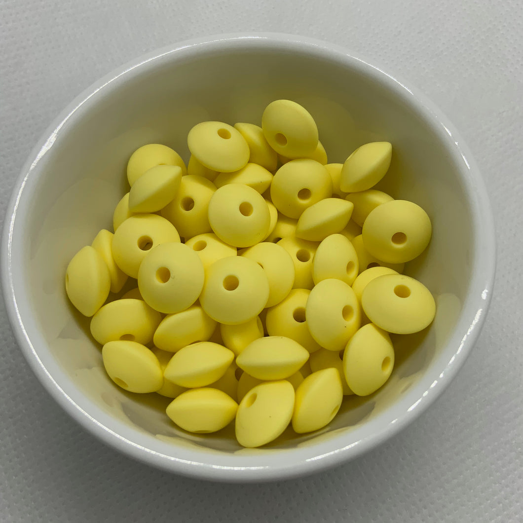 Cream Yellow 12mm Lentil Silicone Beads