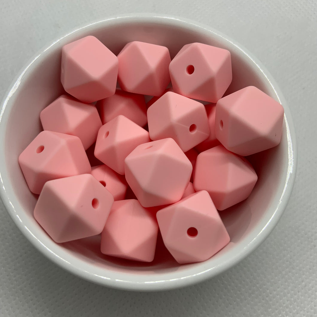 Rose Quartz 14mm Hexagon Silicone Beads
