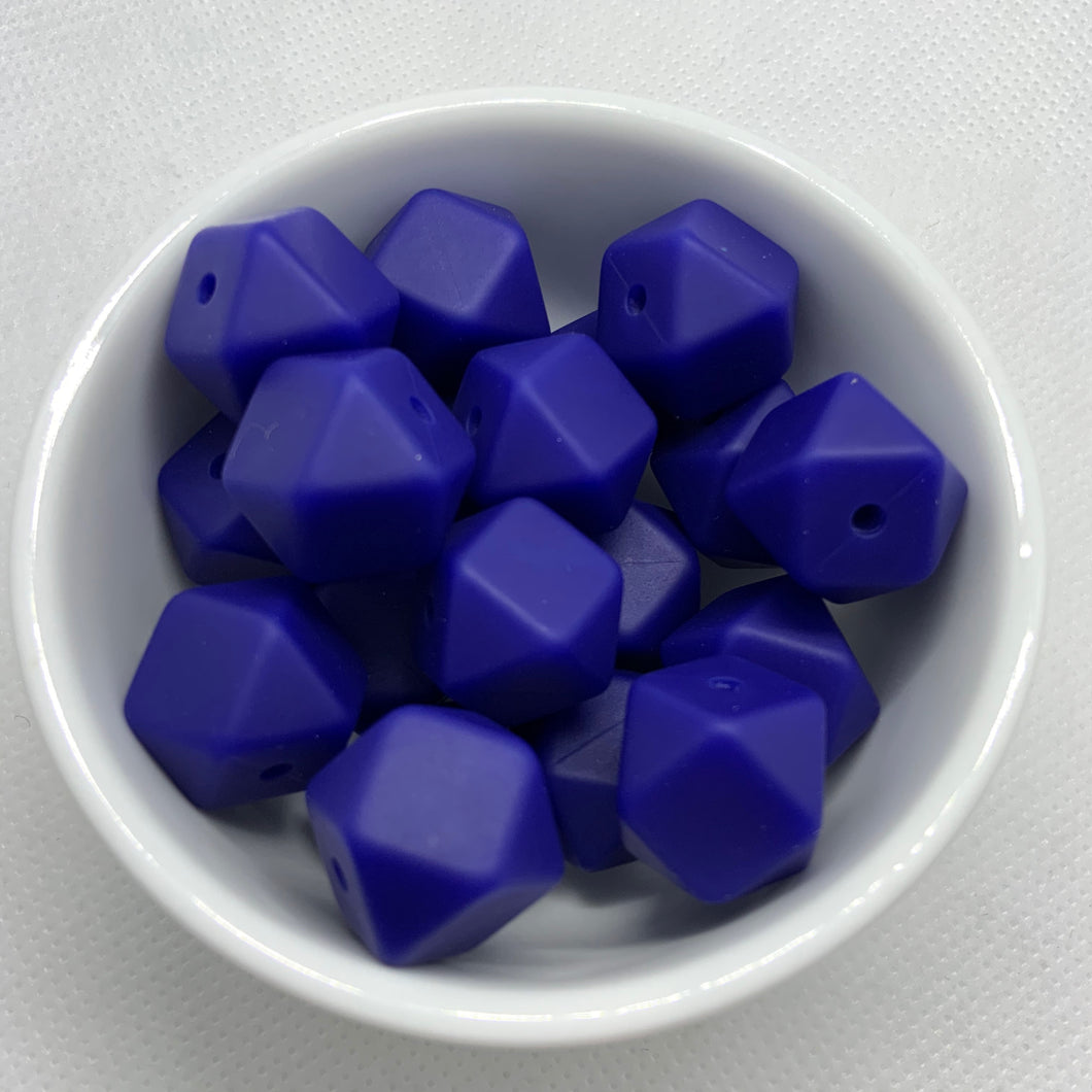 Navy 14mm Hexagon Silicone Beads