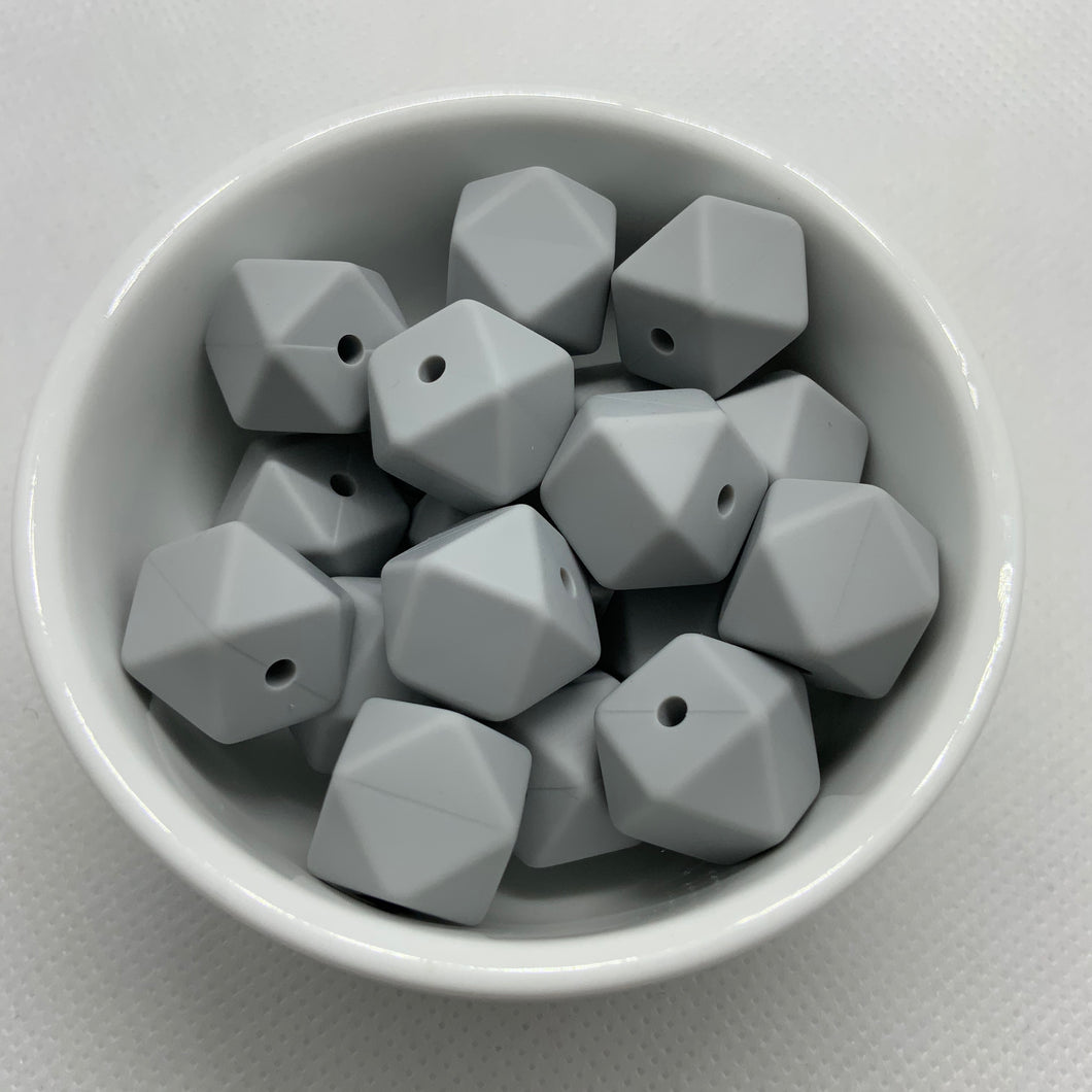 Light Grey 14mm Hexagon Silicone Beads