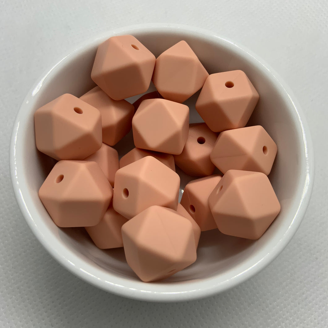 Peach 14mm Hexagon Silicone Beads