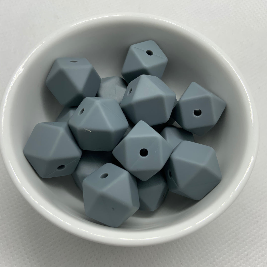 Dark Grey 14mm Hexagon Silicone Beads