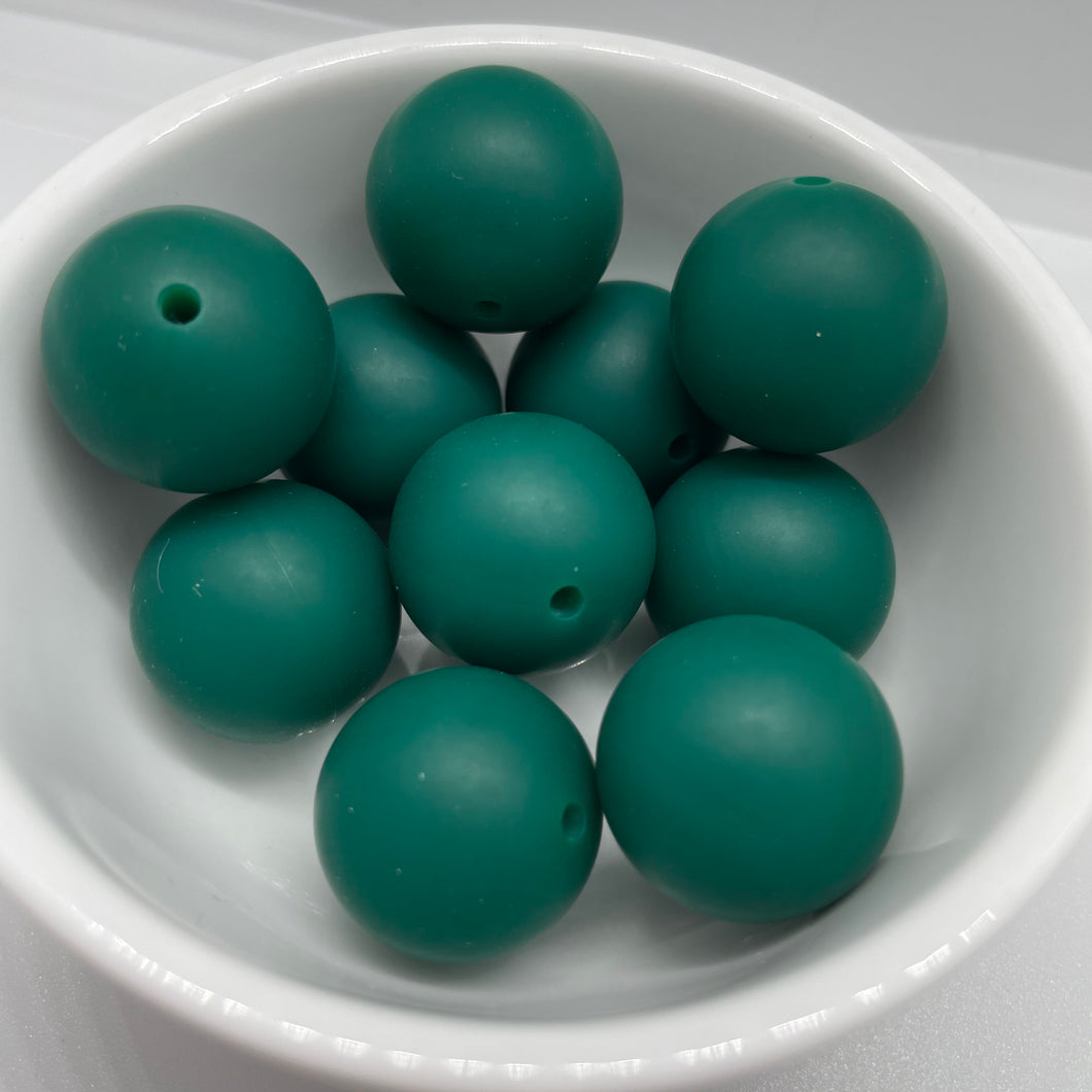 Forest Green 19mm Round Silicone Beads