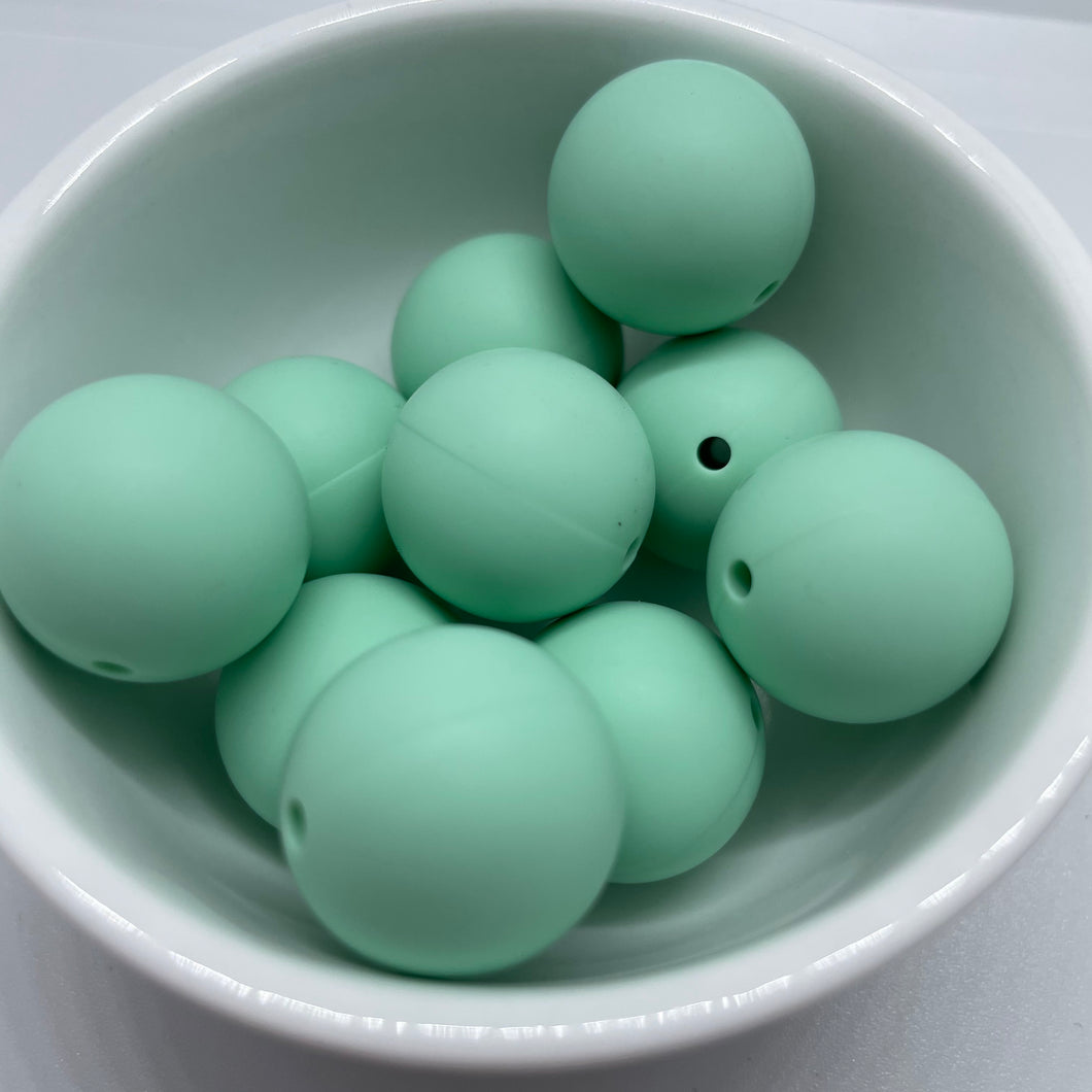 Mint 19mm Round Silicone Beads