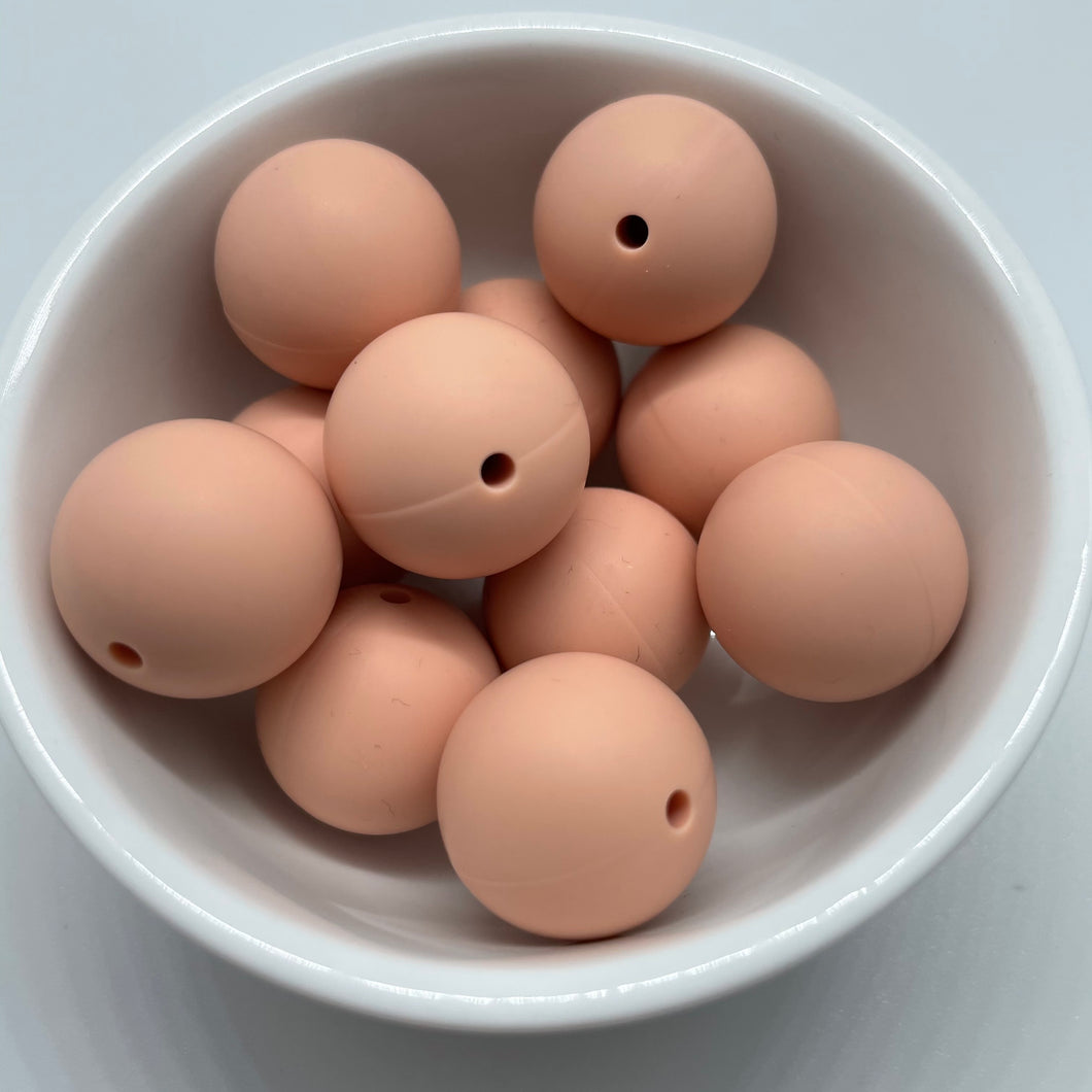 Peach 19mm Round Silicone Beads