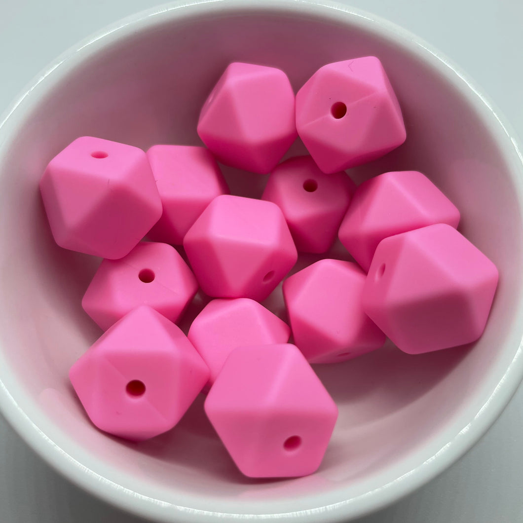 Pink 14mm Hexagon Silicone Beads