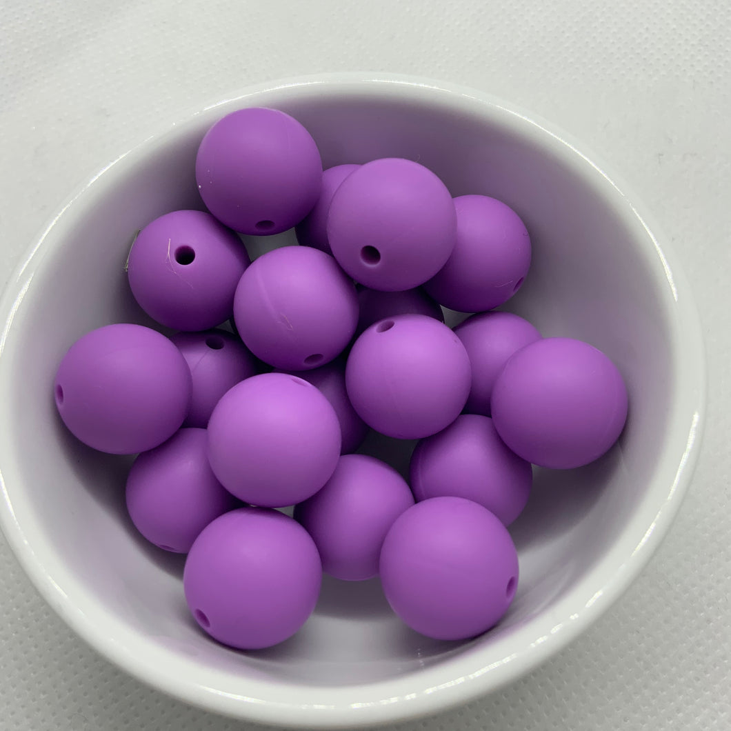 Purple 15mm Round Silicone Beads