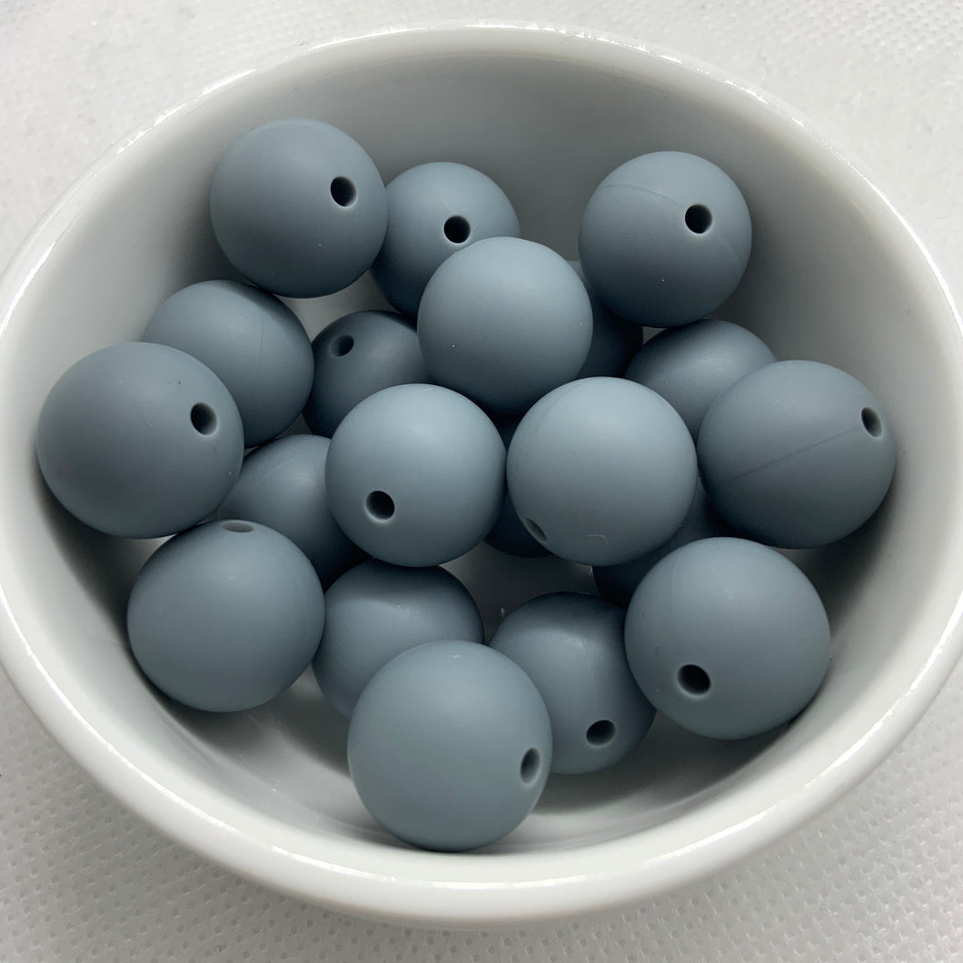 Dark Grey 15mm Round Silicone Beads